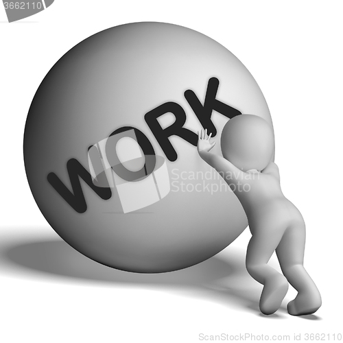 Image of Work Uphill Character Shows Difficult Working Labour