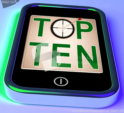 Image of Top Ten On Smartphone Shows Selected Ranking