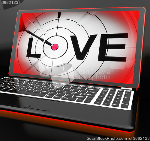 Image of Love On Laptop Shows Romance