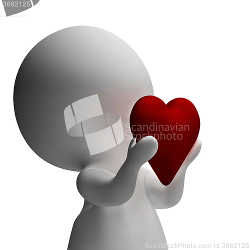 Image of 3d Character Holding Heart Showing Love And Valentines