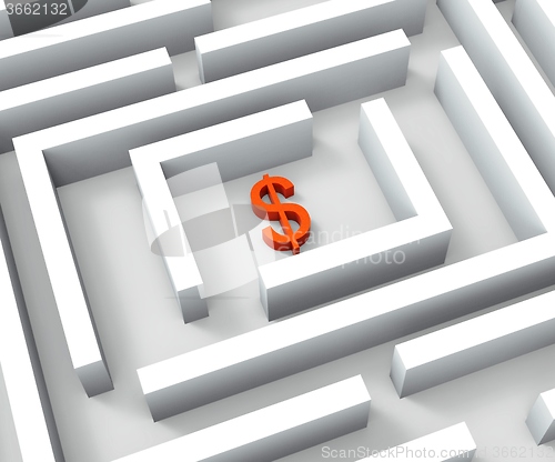 Image of Dollar Currency In Maze Shows Dollars Credit