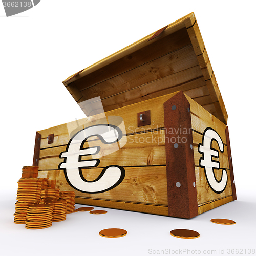 Image of Euro Chest Of Coins Shows European Prosperity And Economy