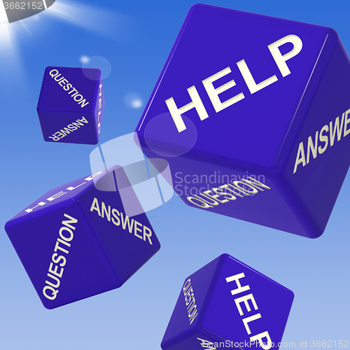 Image of Help Dice Flying Shows Assistance And Advice