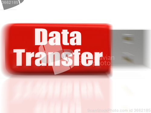 Image of Data Transfer USB drive Shows Data Storage Or Files Transfer