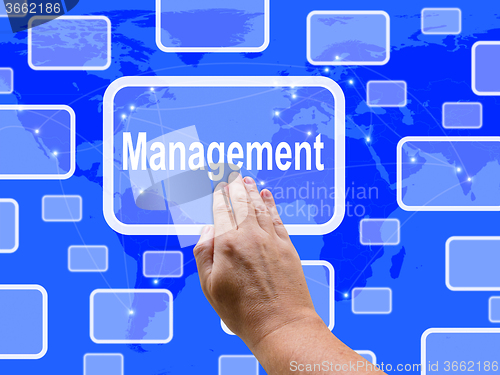 Image of Management Touch Screen Shows Managing  And Leadership