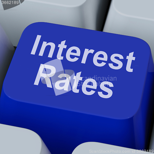 Image of Interest Rate Key Shows Investment Percent Online