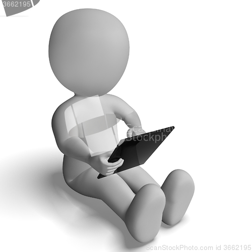 Image of Ipad Or Tablet Pc Used By 3d Character