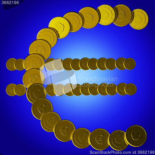 Image of Coins Euro Symbol Shows European Sales