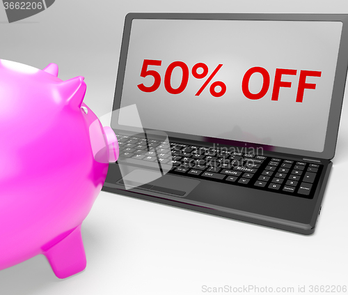 Image of Fifty Percent Off On Notebook Shows Special Discounts