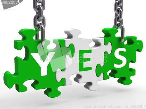 Image of Yes Puzzle Shows Approval Validation And Support