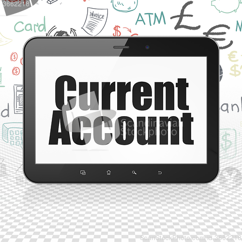 Image of Banking concept: Tablet Computer with Current Account on display