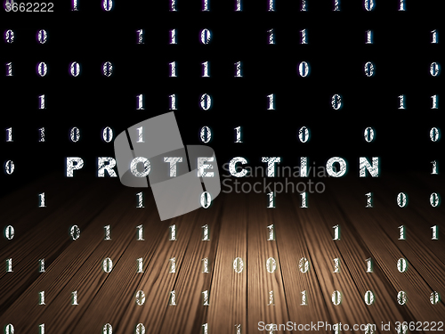 Image of Protection concept: Protection in grunge dark room