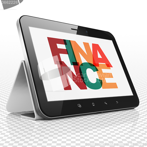 Image of Banking concept: Tablet Computer with Finance on  display