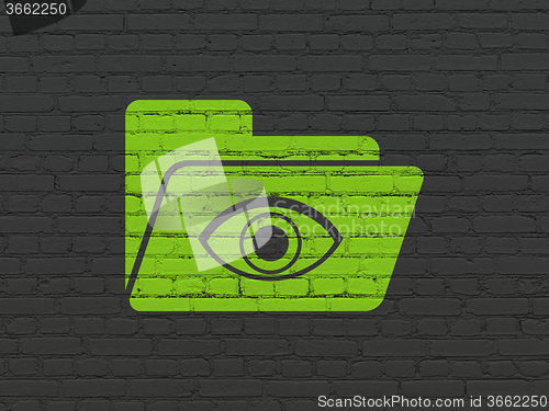 Image of Business concept: Folder With Eye on wall background