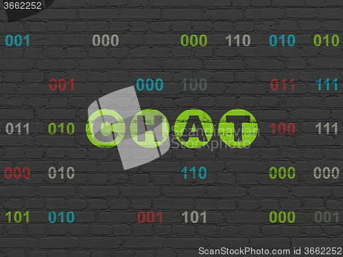 Image of Web development concept: Chat on wall background