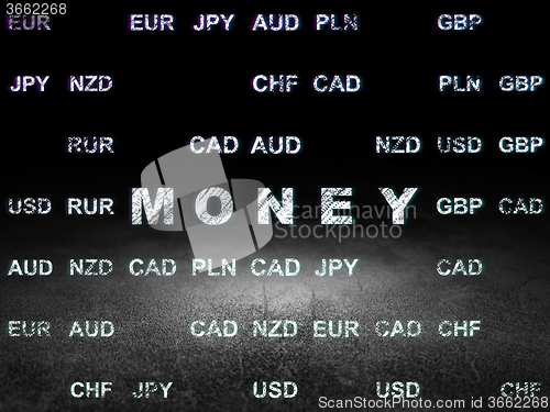 Image of Money concept: Money in grunge dark room