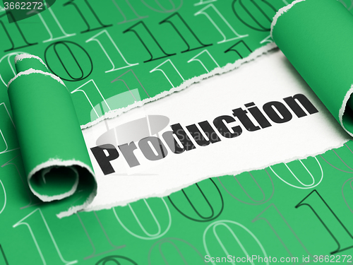 Image of Business concept: black text Production under the piece of  torn paper