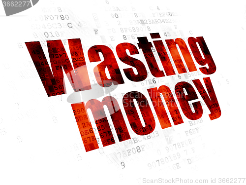 Image of Money concept: Wasting Money on Digital background