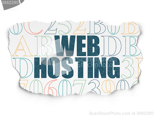 Image of Web development concept: Web Hosting on Torn Paper background