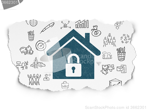 Image of Finance concept: Home on Torn Paper background