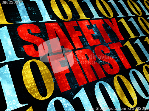 Image of Safety concept: Safety First on Digital background