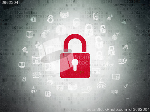 Image of Privacy concept: Closed Padlock on Digital Paper background