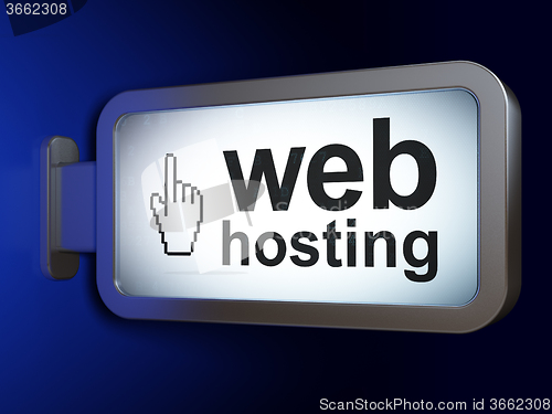 Image of Web development concept: Web Hosting and Mouse Cursor on billboard background