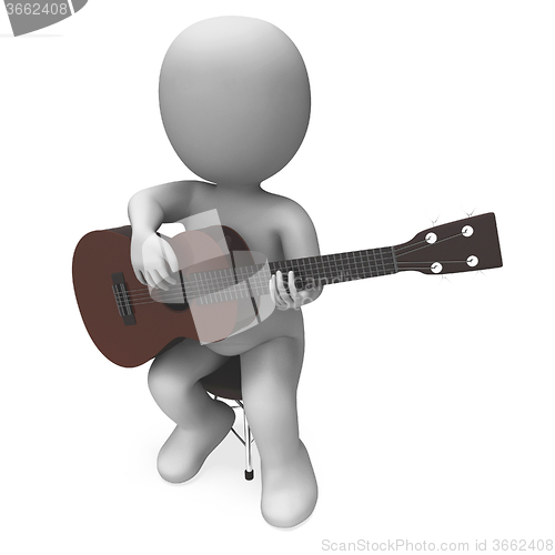 Image of Acoustic Guitarist Character Shows Guitar Music And Performing