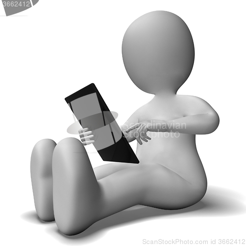 Image of Ipad Or Tablet Pc Being Used By 3d Character