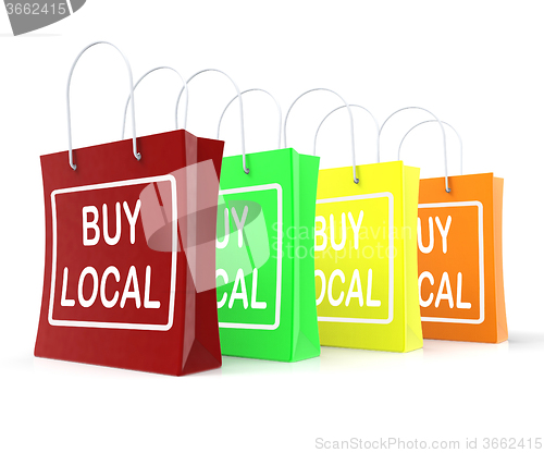 Image of Buy Local Shopping Bags Shows Buying Nearby Trade