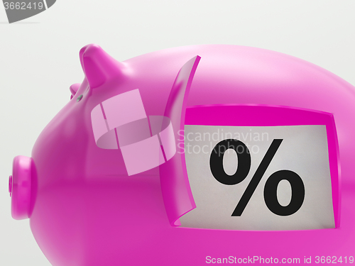 Image of Percent In Piggy Shows Saving And Investment