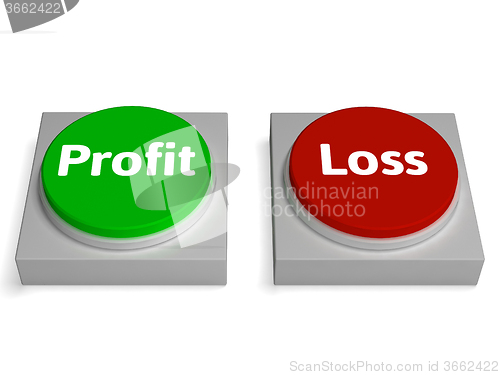 Image of Profit Loss Buttons Show Revenue Or Deficit