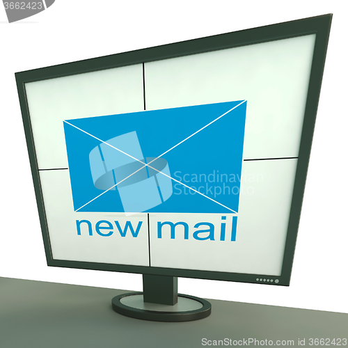 Image of New Mail Envelope On Monitor Shows New Messages