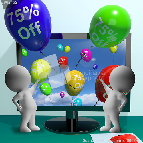 Image of Balloons From Computer Showing Sale Discount Of Seventy Five Per