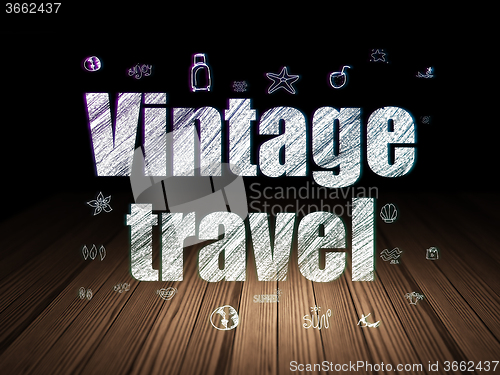 Image of Tourism concept: Vintage Travel in grunge dark room