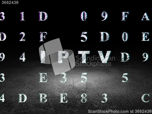 Image of Web development concept: IPTV in grunge dark room
