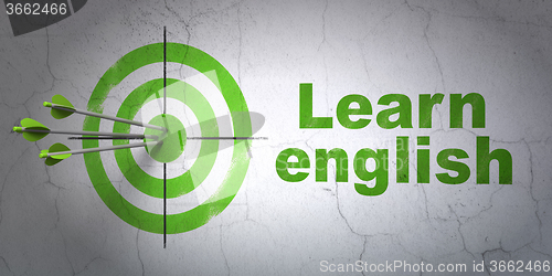 Image of Learning concept: target and Learn English on wall background