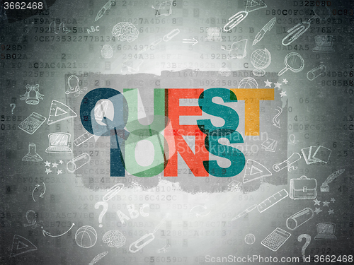Image of Learning concept: Questions? on Digital Paper background