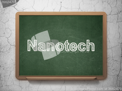 Image of Science concept: Nanotech on chalkboard background