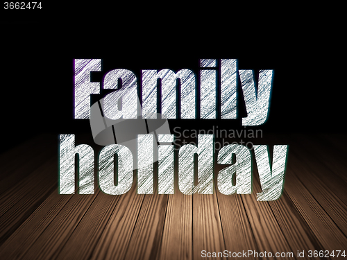 Image of Tourism concept: Family Holiday in grunge dark room