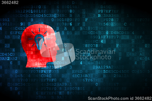 Image of Learning concept: Head With Light Bulb on digital background