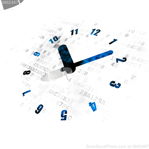 Image of Time concept: Clock on Digital background