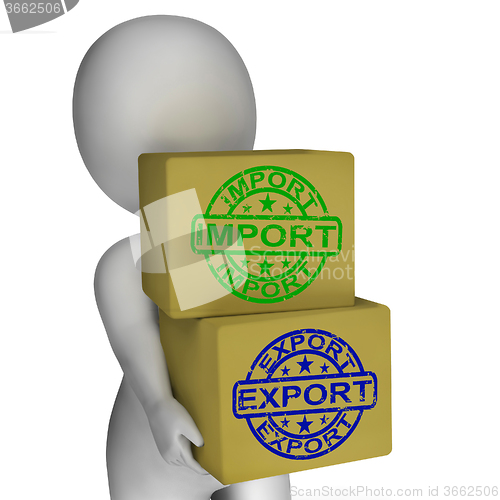 Image of Import Export Boxes Mean Global Trade Importing And Exporting