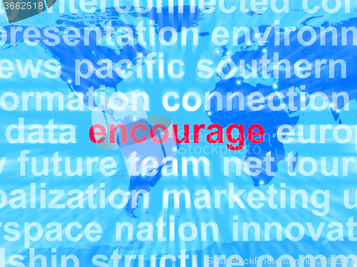 Image of Encourage Word Cloud Shows Promote Boost Encouraged