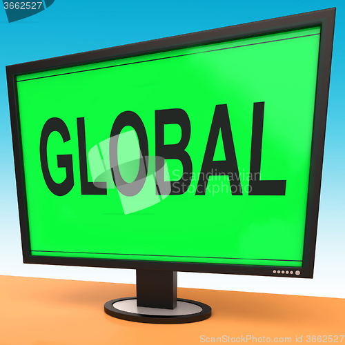 Image of Global Monitor Shows Worldwide Continental Globalization Connect