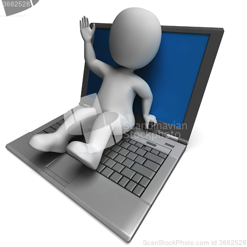 Image of Pc Computer Character Showing Surfing Internet