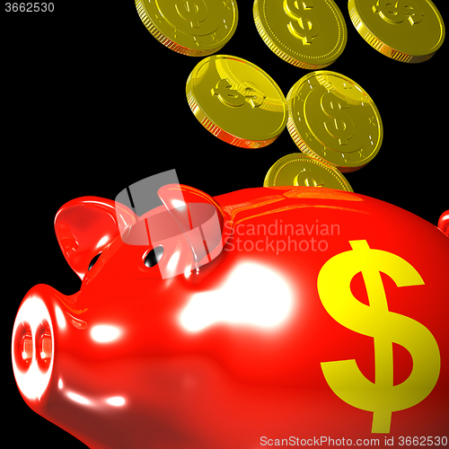 Image of Coins Entering Piggybank Showing American Savings