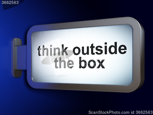 Image of Learning concept: Think outside The box on billboard background
