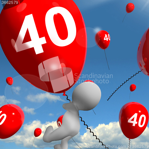 Image of Number 40 Balloons Shows Fortieth Happy Birthday Celebration