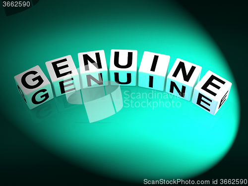 Image of Genuine Dice Mean Authentic Legitimate and Real